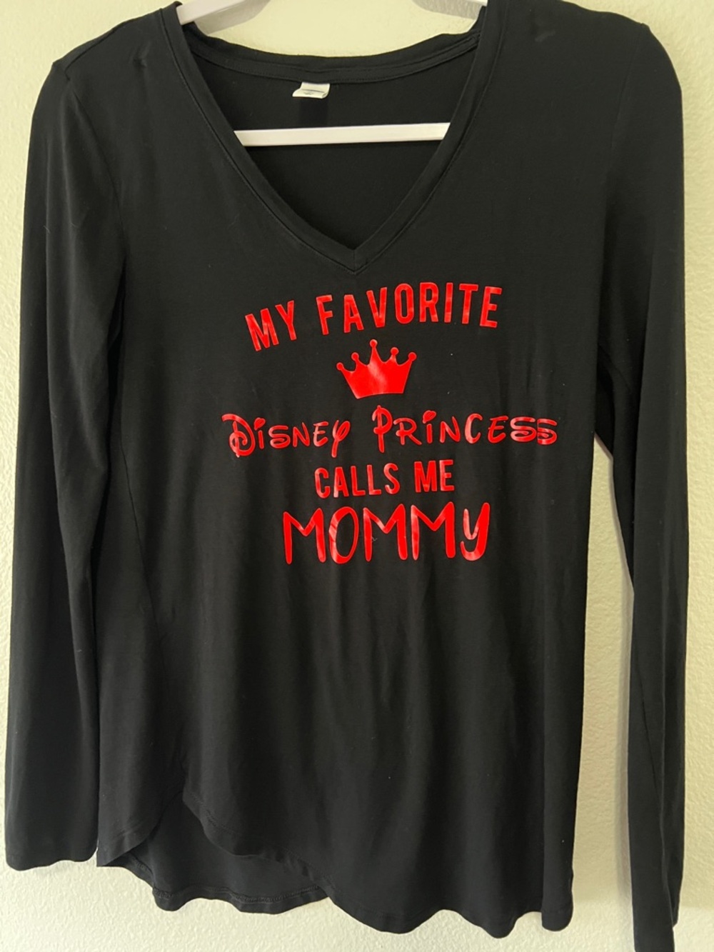 Old Navy Black Long Sleeve Tee with Red Disney Princess Graphic